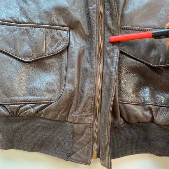 Vtg Cooper Jacket Men 46L Brown Type A2 Flight Bomber Goat Leather Military Coat - Picture 4 of 16